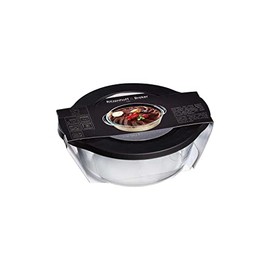Ritzenhoff & Breker Cucina Round Glass Casserole Dish 23 x 19 cm 1.45 Litre Food Storage Container with Black Lid