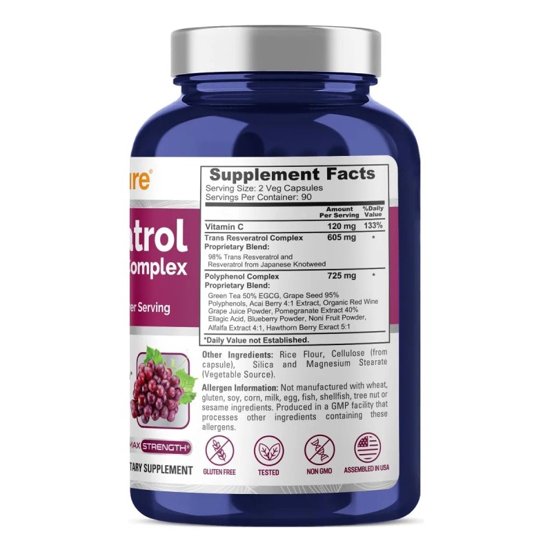 Complejo De Resveratrol Y Polifenoll 1450 Mg 180 Capsulas