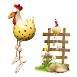 YDYSAA Ceramic Chicken Animal Figure Garden Stake Chicken Garden Stake Ceramic Figure Resin and Ceramic Rooster Decoration Resin Chicken Garden Decoration for Garden Yard, Balcony Decoration, Room and