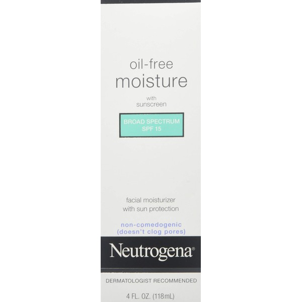 Neutrogena Oil Free Daily Long Lasting Facial Moisturizer & Neck Cream - Non Greasy, Oil Free Moisturizer Won't Clog Pores - SPF 15 Sunscreen & Glycerin, 4 fl. oz (Pack of 3)