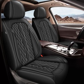 JIAMAOXIN Car Seat Covers for Hyundai Kona 2018-2024: 2 Front Faux Leather Seat Covers (2 Front Set, Black)