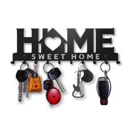 SirHoldeer Key Holder Modern, Home Sweet Home, Key Holder Wall, Key Hanger with 10 Hooks, Key Storage, Key Holder Wall, Wall Decoration, Metal