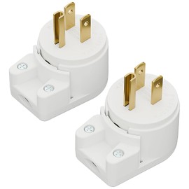 Plugrand 12-Direction Adjustable Nema 5-15P Right Angle AC Plug - 2 Pack, 15A, 125V, White, ETL Verified
