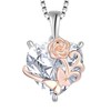 YL Women's Heart Necklace Sterling Silver Butterfly Pendant Rose Flower