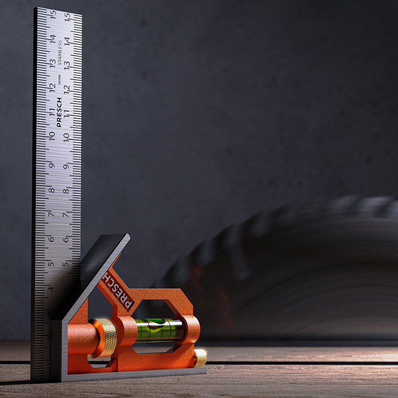 Presch Combination Square 150mm Metric – Accurate Universal Adjustable Carpenter