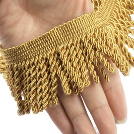11 Yards Bullion Fringe Trim,Tassel for Craft,Fabric Trim Lace Trim Upholstery Trim Ribbon Decorative Trim for Sewing Curtain Couch Pillow Cushion Shawl Dress Costume Embellishment (Gold)