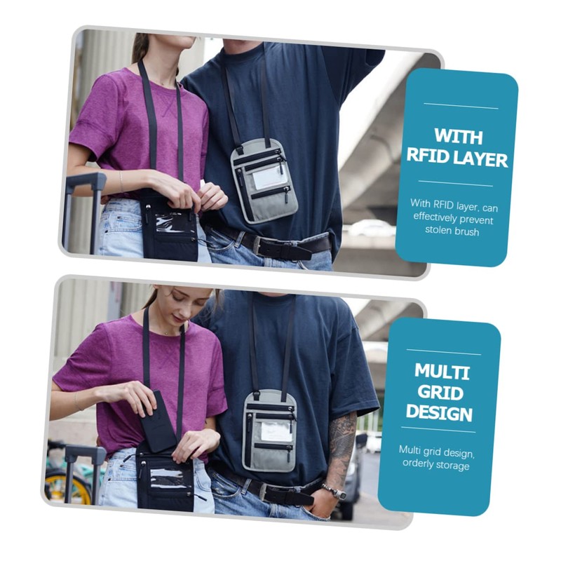 Mipcase Travel Neck Wallet Blocking Passport Holder Neck Pouch with
