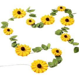 Ghirlanda di girasole in feltro giallo floreale da appendere striscione artificiale foglie verdi ghirlanda di fiori a tema floreale decorazione da appendere per baby shower