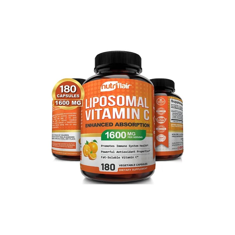 Vitamina C Liposomal 1600mg Inmunidad 180 Capsulas Veganas