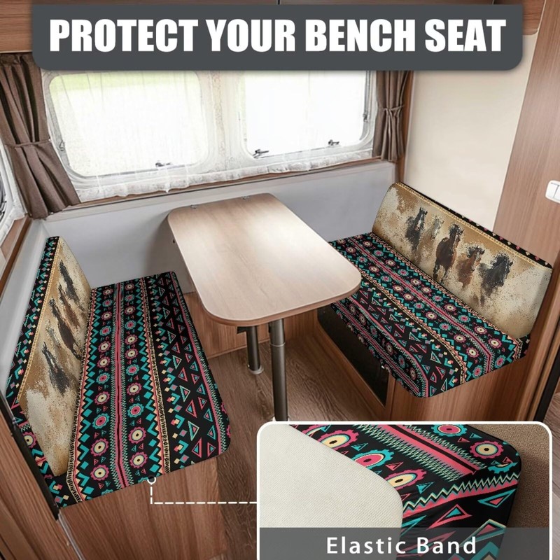 SEANATIVE Western Horse Tribal RV Couch Cushion Cover Camper Dinette