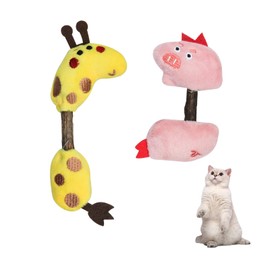 Andiker Silvervine Chew Sticks Cat Toy, 2PCS Animal Shape Kitten Teething Toys with Silvervine Sticks for Indoor Cats, Cute Cat Molar Sticks Plush Toy for Cat Teeth Cleaning Chewing