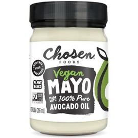 Chosen Foods Classic Vegan Avocado Oil-Based Mayonnaise, Gluten & Dairy Free, Low-Carb, Keto Diet Friendly, Mayo for Sandwiches, Dressings and Sauces (12 fl oz)