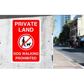 Safety First Display LTD Private land dog walking prohibited - 1.2mm Rigid plastic for indoor/outdoor usage (300mm x 200mm) Viewing Distance within 7m.