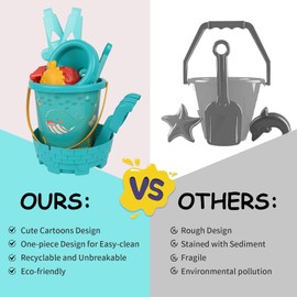 Hizmivos Beach Toys,12 Pcs Sand Toys Set with Truck,Beach Bucket,Sand Castle Toys Kit,Sandcastle Building Kit,Travel Toys for Kids Toddlers Boys Girls,Sandbox Toys for Toddlers 3-12