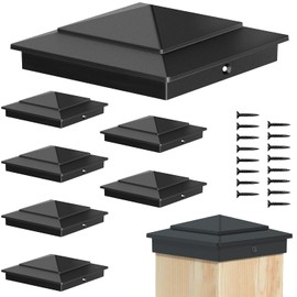 Toscoco 6" x 6" Aluminum Pyramid Post Caps Fits Actual 5.5" x 5.5" Wood/Cedar Posts, 8-Pack Unbreakable Fence Post Caps Cover for Outdoor Fences, Decks, and Mailbox Posts