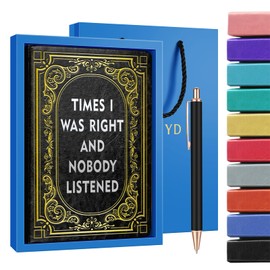 Times I was Right and Nobody Listened Faux Leather Notebook Gift for Women Men,Black A5 Lined Leather Journal Notebook,200 Pages 100 Gsm Thick Ruled Paper With Pen,Employee Appreciation Gifts Funny Gag Gift for Coworker Friends (Times I was Black)
