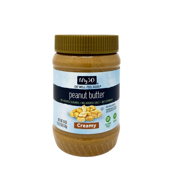 Fifty50 Foods Low Glycemic, Low Carb, No Stir Creamy Peanut Butter, 18 Ounce