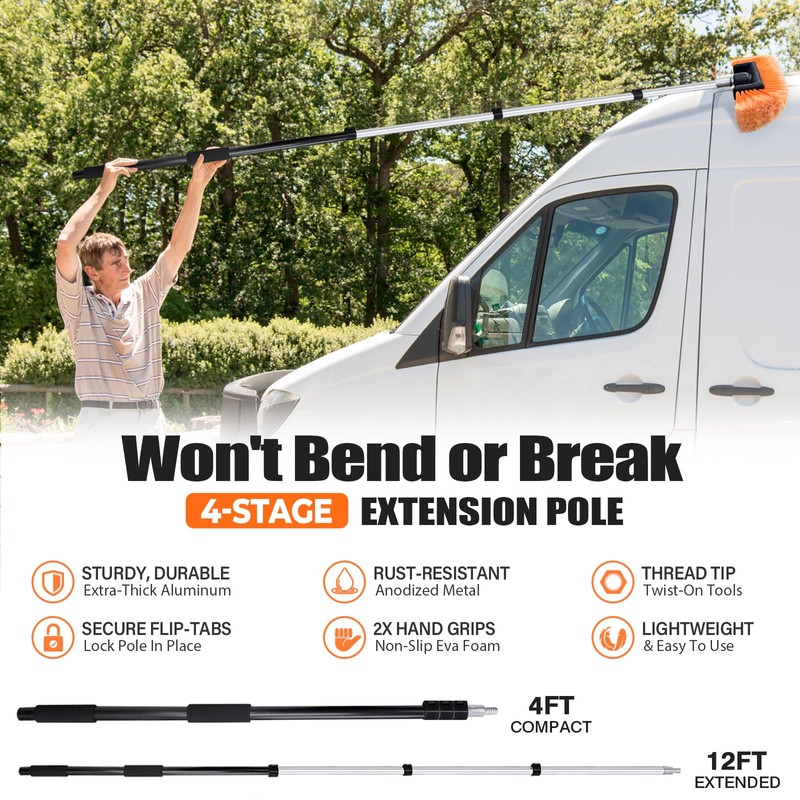 ARTIPOLY 20ft Reach Car Wash Brush with Long Handle-Car Cleaning