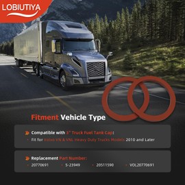 LOBIUTIYA 10 pack 20770691 3" Diameter Fuel Tank Cap Gasket, FKM Gasket for Volvo VN & VNL Heavy Duty Trucks Model Turn Fuel Caps, Replaces for S-23949 20511590 VOL20770691 FKM Fuel Cap Seal Gasket