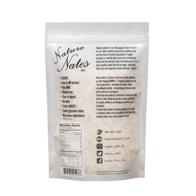 Nature Nate’s Popped Black Sorghum, Snack-Orac Spicy Guacamole - Keto