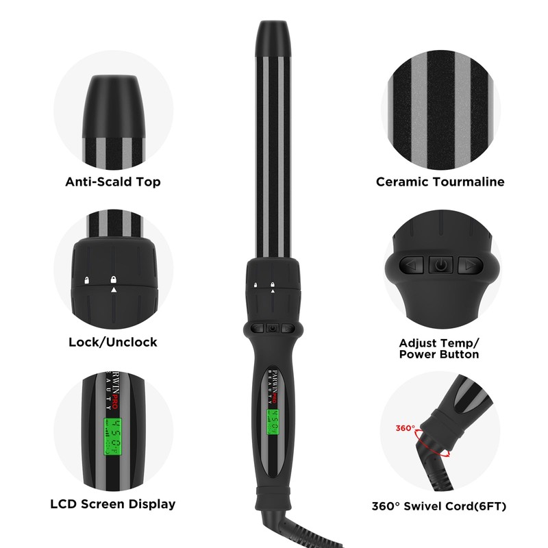 Curling Iron,PARWIN PRO BEAUTY 7 in 1 Curling Wand Set