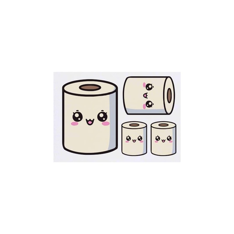 4 x 'Kawaii Toilet Roll' Temporary Tattoos - Water Resistant,