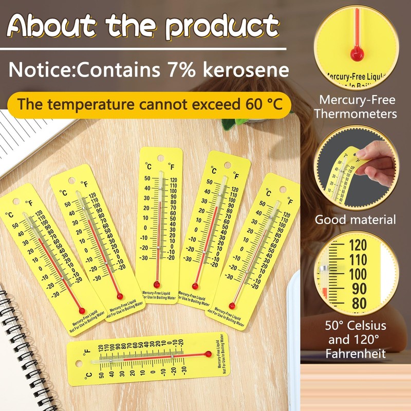 Maitys 50 Pcs Science Thermometers Mercury Free Student School Supplies