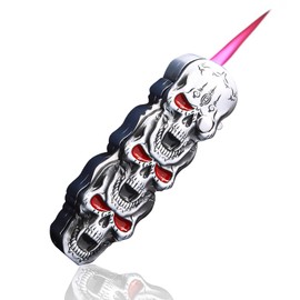 BEUIWJHE Torch Lighter, Unique Metal Skull Design, Refillable and Adjustable, Cool Lighters, Gift for Men, Suitable for Outdoor, Camping (No Gas) (Silver)