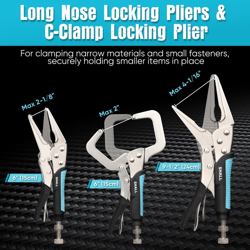 SHALL 6-Piece Locking Pliers, Vice Grips Pliers Set, 5",7" &