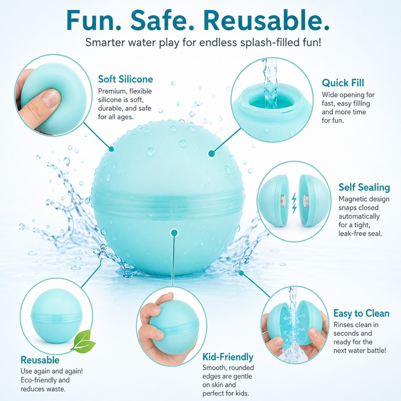 Reusable Water Balloons for Kids’ Summer Games – Quick-Fill Silicone