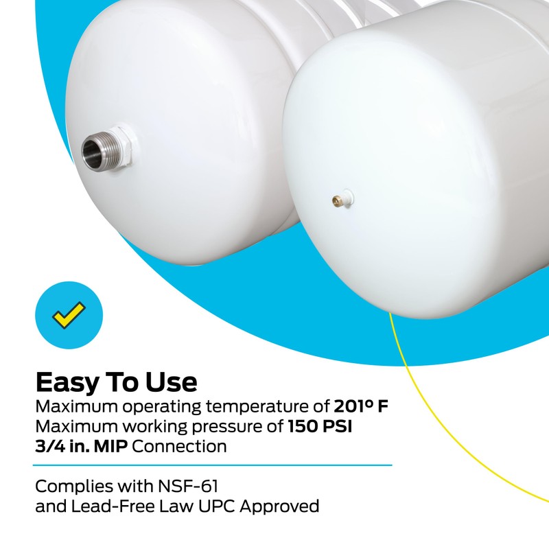 Eastman Thermal Expansion Tank, 2 gal, 3/4 in MIP Connection,