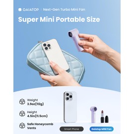 Gaiatop Mini Portable Handheld Fan, Personal Turbo Fans Pocket Size, 15h Max Runtime, High Speed 1-100 Adjustable Powerful Small Hand Fan, Outdoor Travel Concert Essentials Gifts for Women Men, Purple