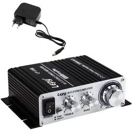 Fasizi LP-V3S Hi-Fi Stereo Power Amplifier 2 Ch 25WR.M.S Speaker with 3.5mm Audio Input, 3.5mm MP3 Socket with 3A Power Supply for Computer, MP3 Player etc - Black