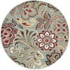 Dilek Transitional Floral Seafoam Round Area Rug, 5' Round