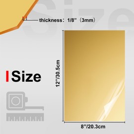 KINLINK 8x12Plexiglass Sheets 1/8 inch-3mm Gold Mirror Acrylic Sheets, Mirror Plastic Board Polycarbonate Sheet for DIY Project, Craft, Acrylic Sign, Weding Invitaton 2 Pack