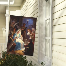 Dacawin Nativity Garden Flags Religious Christma Yard Flag Winter Catholic Jesus House Banners for Holy Night Outside Double Sided Home Yard Farm Xmas Decor Outdoor 28 x 40 Inch