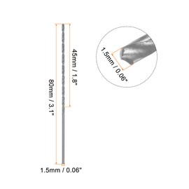 sourcing map 10pcs Extra Long Drill Bits, 1.5mm HSS Drill Bit with High Speed Steel Straight Shank 80mm Length for Metal Woodwork Plastic Aluminum Alloy
