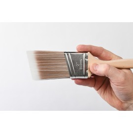 Cutting Edge Premium Quality SRT Synthetic Filament Paint Brush - 2" Angled Compact - Wooden Ergonomic Grip Beavertail Handle - Suitable for All Paints, No Breaking-In Required (2" Angled Compact)