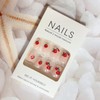 Valentine’s Day Press on Nails Short Fake Nails, LPOODDNU Red