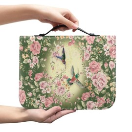 Psesaysky Birds Flower Bible Covers for Women Large Size PU Leather Bible Carrying Case Zip Around Bible Protector Waterproof Multi-Purpose Bible Tote Bag