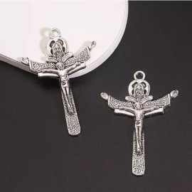 Fashion Jewelry JESUS CROSS CRUCIFIX FAITH Charm On 20" 925 Sterling Silver Snake Necklace Women