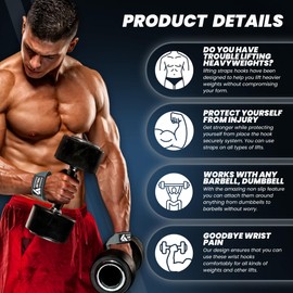 Detroy® Lifting Wrist Straps for Weightlifting, Deadlifts, Bodybuilding, Powerlifting, Gym Strength Training Workouts - Padded Neoprene with 24 inch Webbing Cotton with Silicone Grip for Men & Women (Grey & White)