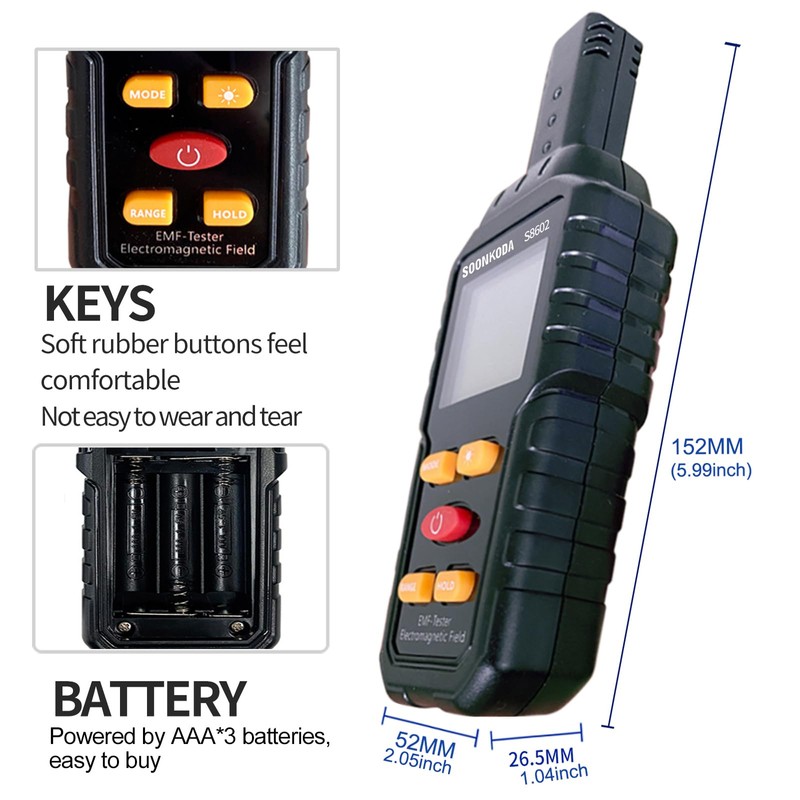 3 in 1 EMF Meter,EMF Reader,Electromagnetic Field Radiation Detector,EMF Tester