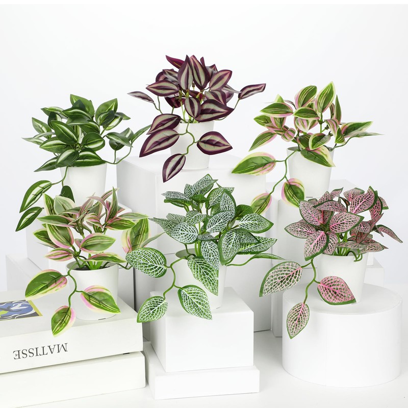 Hollyone Fake Plants 6 Pack Artificial Plants Indoor Faux Plants