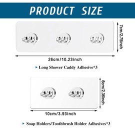 FGSAEOR Shower Caddy Adhesive Replacement Stickers - 6 Pack No Drilling Shower Caddy Adhesive Strips, Strong Adhesive Hooks for Shower Caddy Bathroom Storage Shelves and Kitchen Racks & Soap Holder