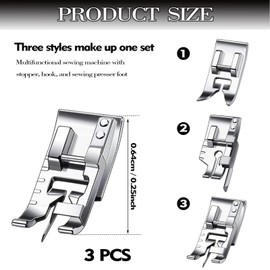 3 Pieces Stitch in Ditch Foot and 1/4 Inch Quilting Patchwork Presser Foot Set Suitable for Household Multi-Function Sewing Machines (Set B)