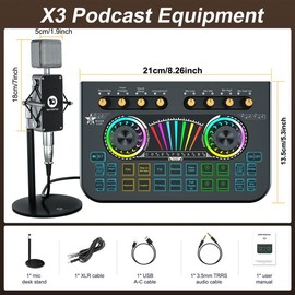 tenlamp 【Mother's Day Gift】Tenlamp X3-B333 Mixer Kit - Real-time sing-along, intelligent noise reduction, 4 custom sound effects, etc., suitable for singers, live broadcasts and video creators - Color: X3-B333
