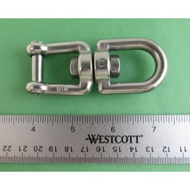 US Stainless Stainless Steel 316 Anchor Swivel Eye and Jaw with Hexagonal Flush Pin 8mm or 5/16" Marine Grade