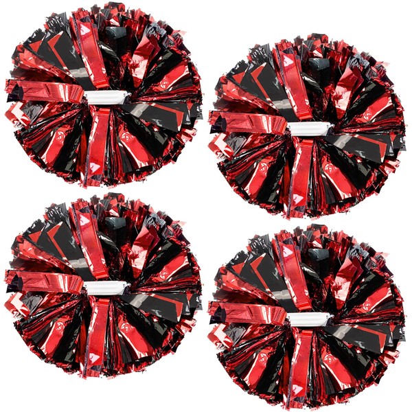 4 Pcs Metallic Cheerleading Pom Poms, ZONITOK Cheerleader Pompoms with