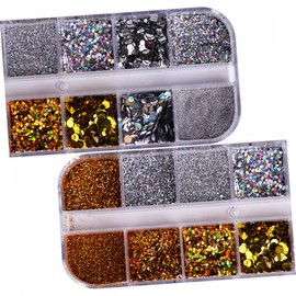 Healeved Manicure Glitter Sequin Nail Art Decoration Mixed Shining Pieces for Nail Design Colorful and Lightweight Accessories for Women and Girls